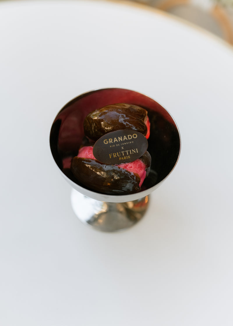 Fruttini x Granado frosted date with raspberry sorbet